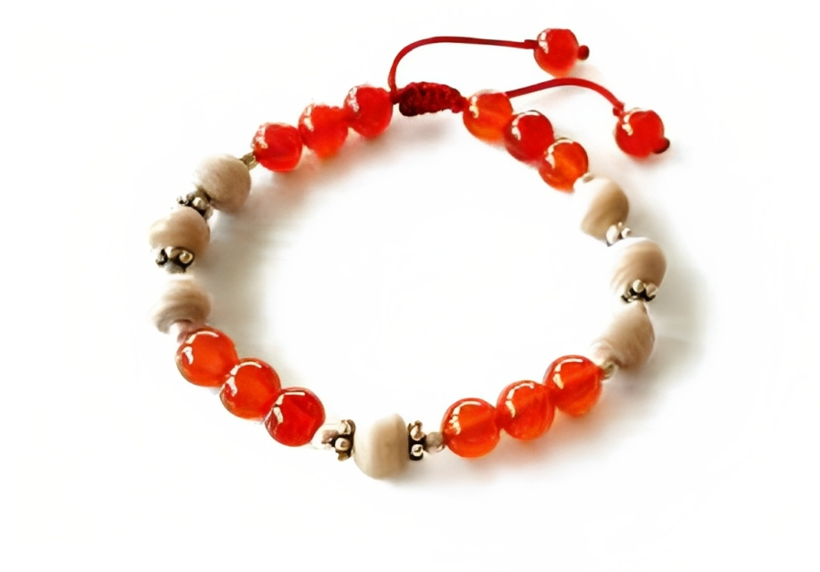 Carnelian Tulsi Bracelet - Abhimantrit & Certified
